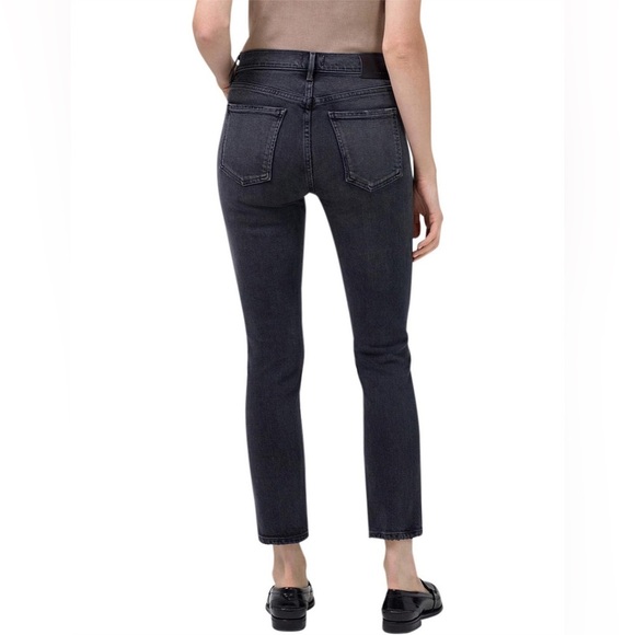 Citizens of Humanity Elsa Mid Rise Slim Crop Jeans Faded Black Wash - Size 24 - Picture 2 of 16
